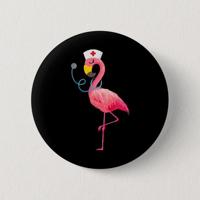 Nurse Flamingo - Funny Flamingo Lover Nursing Button (Vorderseite)