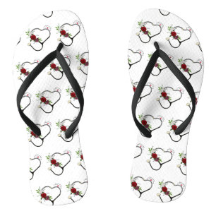Nurse floral Stethoscope Flip Flops