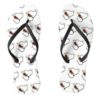 Nurse floral Stethoscope Flip Flops