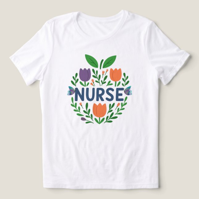 Nurse Floral Tulip Design Tri-Blend Shirt (Design Vorderseite)