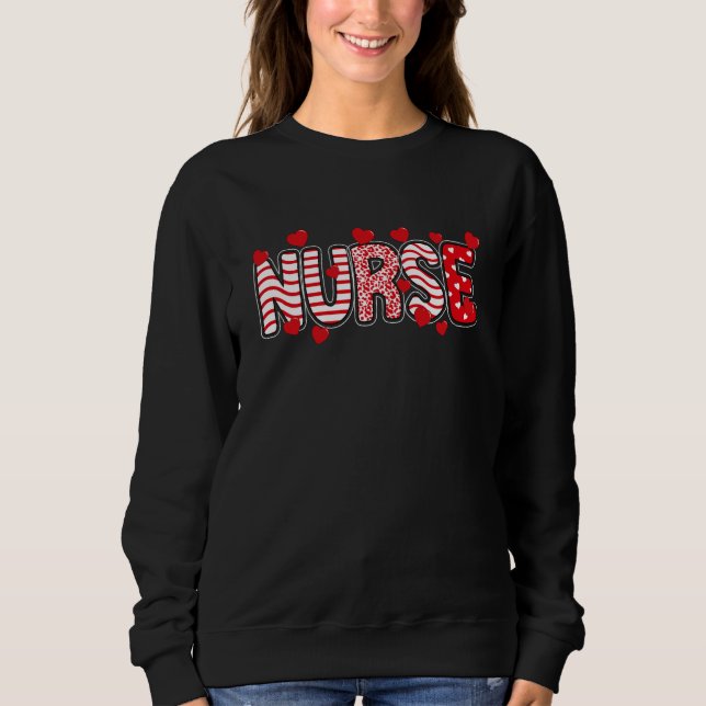 Nurse Floral Valentines Day Heart Stethoscope Cute Sweatshirt (Vorderseite)