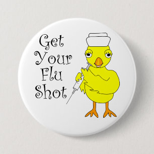 Nurse Flu Shot Chick Button