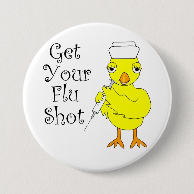 Nurse Flu Shot Chick Button (Vorderseite)