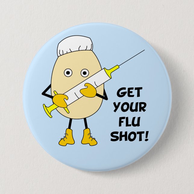 Nurse Flu Shot Egghead Button (Vorderseite)
