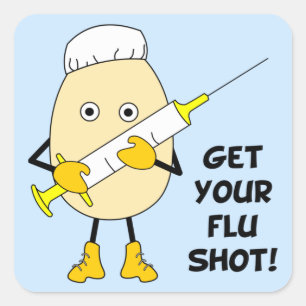 Nurse Flu Shot Egghead Quadratischer Aufkleber