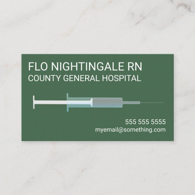 Nurse Flu Shot Green Visitenkarte (Vorderseite)