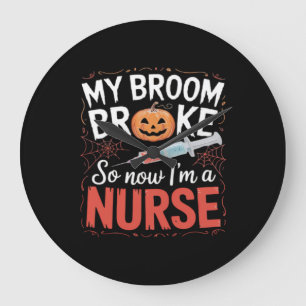 Nurse Funny Halloween Nursing Essential T - Shirt_ Große Wanduhr