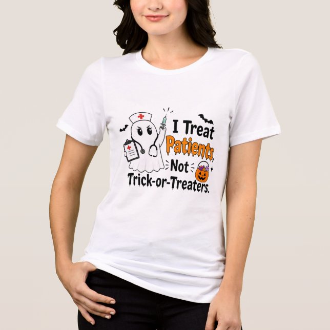 Nurse Geist Halloween-Süßigkeiten oder Saures T-Sh Tri-Blend Shirt (Vorderseite)