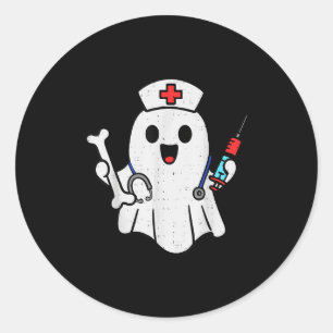 Nurse Ghost Humerus Scrub Top Halloween Gesundheit Runder Aufkleber