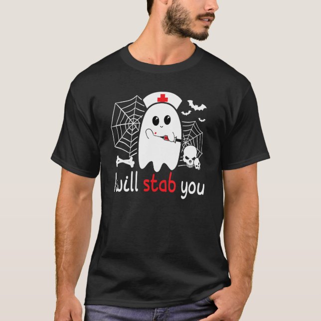 Nurse Ghost I wird euch Halloween Nurse stoppen T-Shirt (Vorderseite)