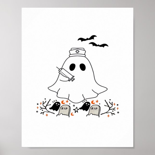 Nurse Ghost Niedlich Halloween Design Classic T -  Poster (Vorne)