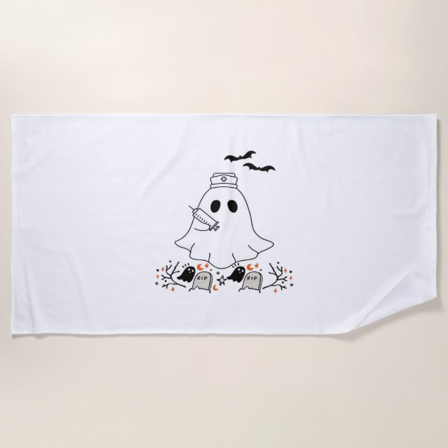 Nurse Ghost Niedlich Halloween Design Classic T -  Strandtuch (Vorderseite)