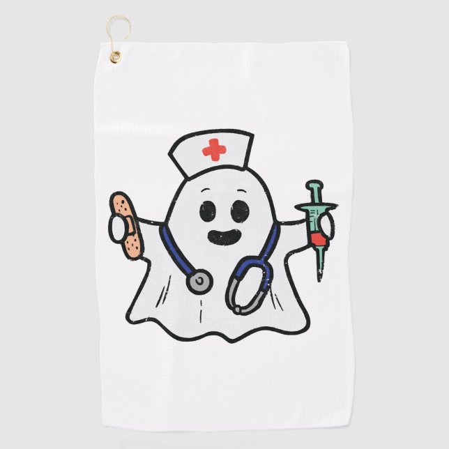 Nurse Ghost Scrub Halloween Kostüm für Krankenschw Golfhandtuch (Vorderseite)