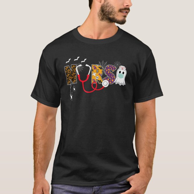Nurse Ghost Wear Maske Halloween Stethoscope RN T-Shirt (Vorderseite)