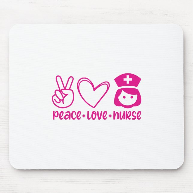 Nurse Gift Peace Liebe Nurse Mousepad (Vorne)