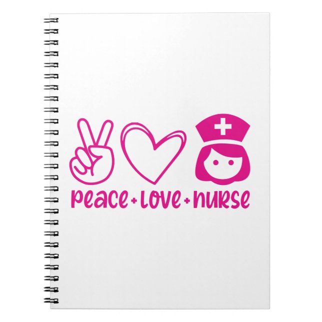 Nurse Gift Peace Liebe Nurse Notizblock (Vorderseite)