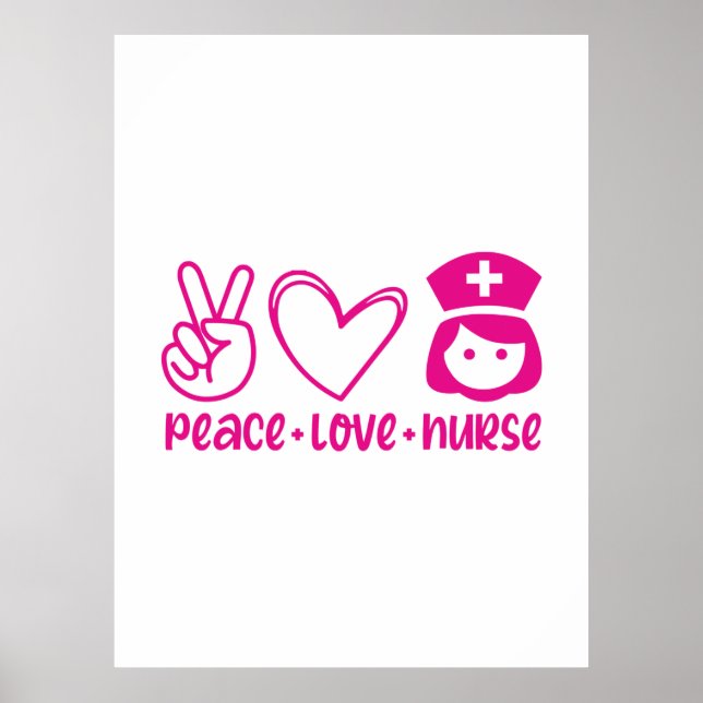 Nurse Gift Peace Liebe Nurse Poster (Vorne)