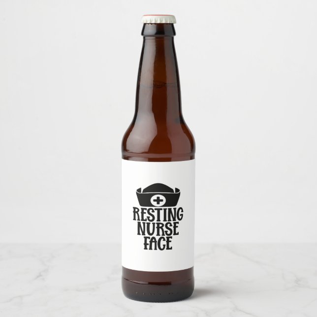Nurse Gift Resting Nurse Face Bierflaschenetikett (Vorderseite)
