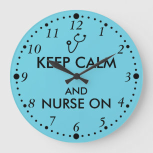 Nurse Gift Stethoscope Keep Calm and Nurse On Große Wanduhr