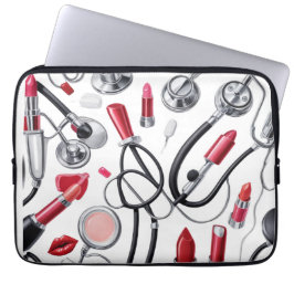 Nurse Glam - Stethoscope & Lipstick Pattern Laptopschutzhülle