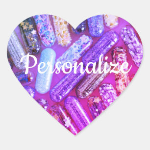 Nurse-Glitzer sehen Medikamente Herzaufkleber lila Herz-Aufkleber
