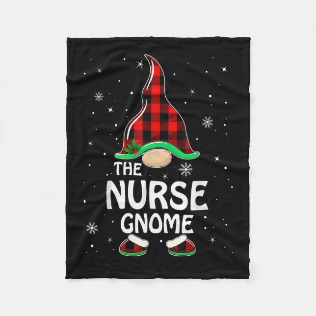 Nurse Gnome Buffalo Kariert Matching Family Christ Fleecedecke (Vorderseite)
