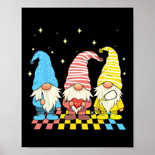 Nurse Gnomes Stethoscope Eggs Funny Oaster Rn Icu Poster (Vorne)