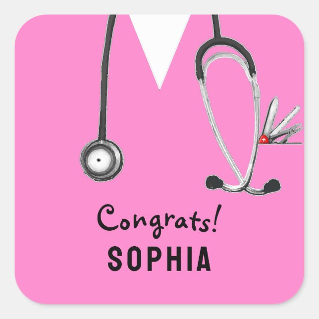 Nurse Graduation Congrats Quadratischer Aufkleber (Vorderseite)