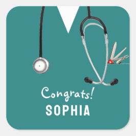 Nurse Graduation Congrats Quadratischer Aufkleber