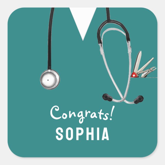 Nurse Graduation Congrats Quadratischer Aufkleber (Vorderseite)