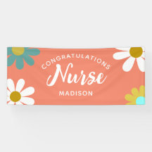 Nurse Graduation Party Boho Retro Floral Name
