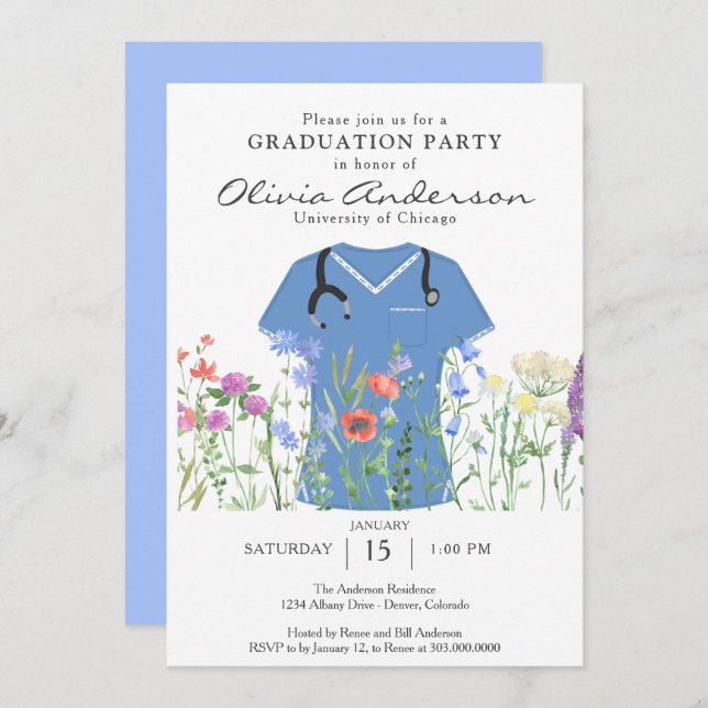 Nurse Graduation Party Einladung (Vorne/Hinten)