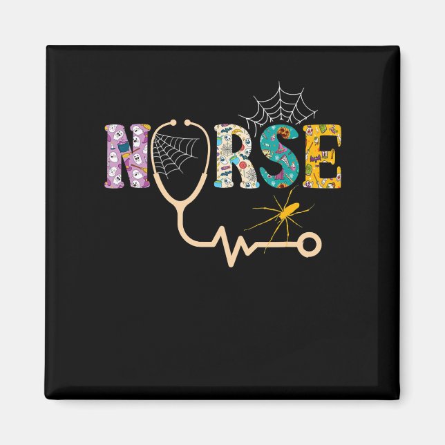 Nurse Halloween-Geschenk mit Pumpkin-Boo-Spider Magnet (Vorne)
