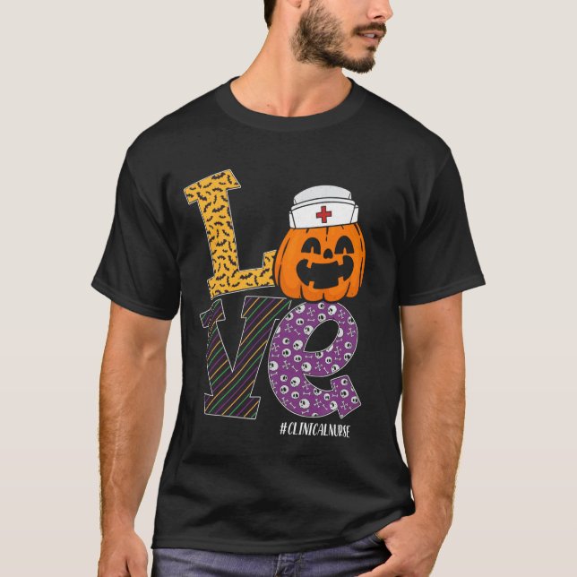 Nurse Halloween Pumpkin Kostüm Liebe Klinische Nur T-Shirt (Vorderseite)