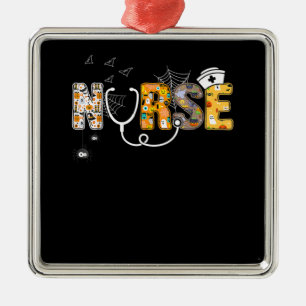 Nurse Halloween-Shirt Geschenk mit Kürbis Boo Spin Ornament Aus Metall