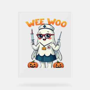Nurse Halloween vorgezogener klassischer T - Shirt Acrylschild