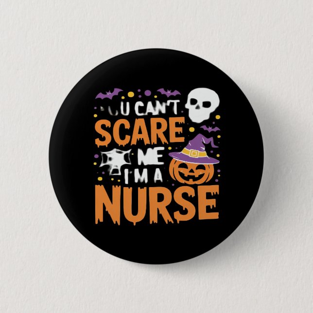 Nurse Halloween Witch Funny Nursing Essential T-Sh Button (Vorderseite)