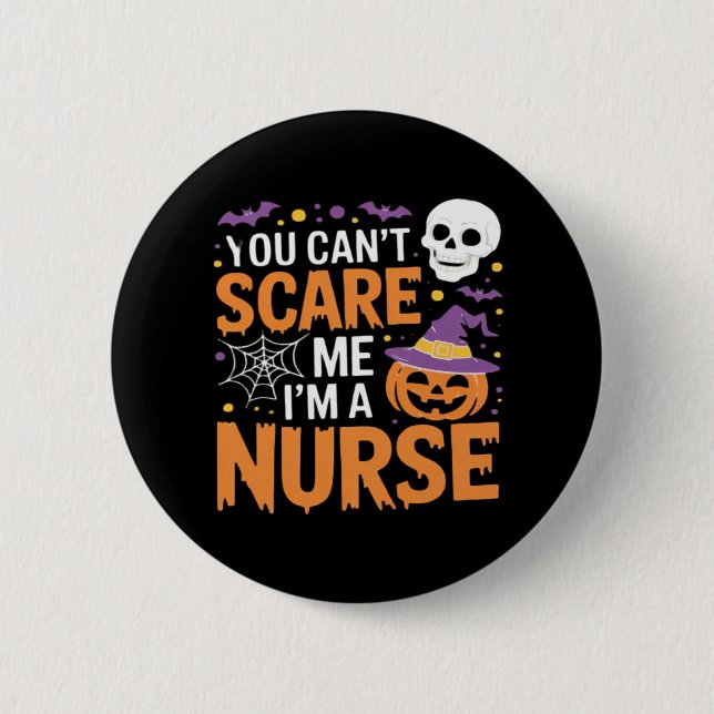 Nurse Halloween Witch Funny Nursing Essential T-Sh Button (Vorderseite)