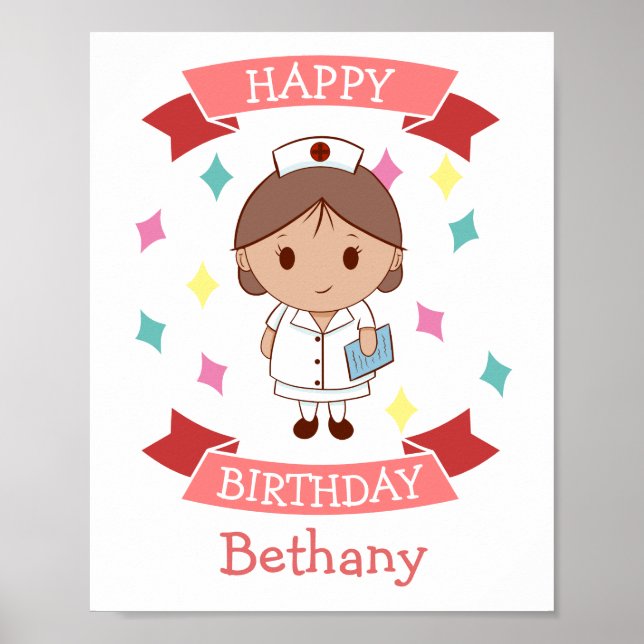 Nurse Happy Birthday Personalisiert Poster (Vorne)