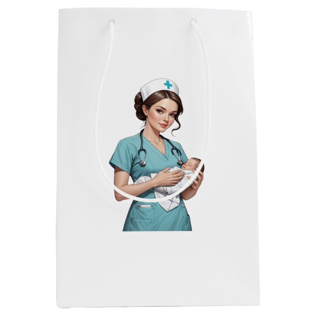 Nurse Holding Newborn - Gentle Care Medical Design Mittlere Geschenktüte (Vorderseite)