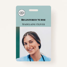 Nurse ID Foto Aquamarin Simple Logo Abzeichen Ausweis