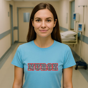 NURSE in William Morris Strawberry Diief Pattern T-Shirt