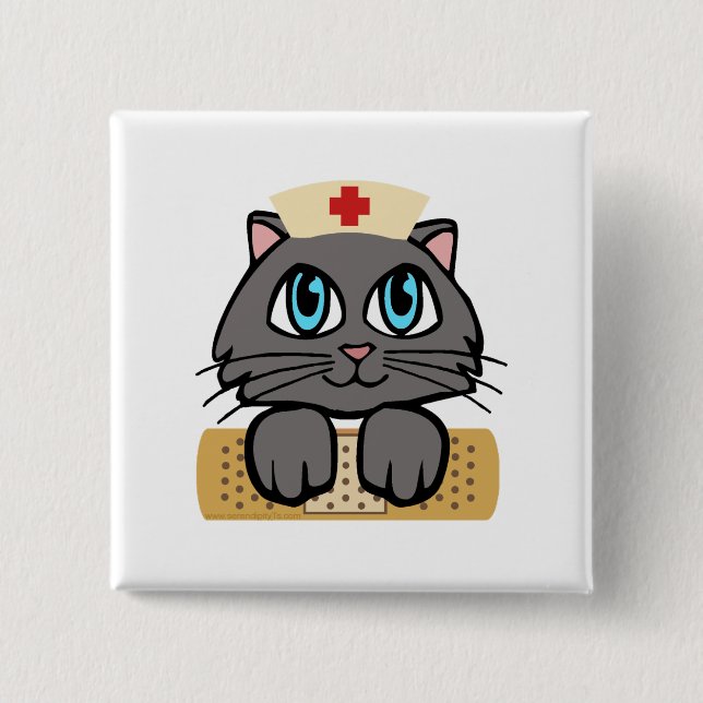 Nurse Kitten (blaue Augen) Button (Vorderseite)