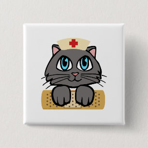 Nurse Kitten (blaue Augen) Button