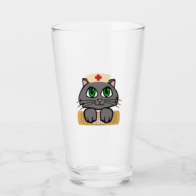 Nurse Kitten (grüne Augen) Glas (Vorderseite)
