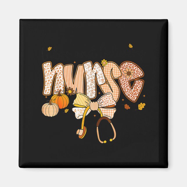 Nurse Labor And Delivery Coquette Fall Pumpkin Tha Magnet (Vorne)