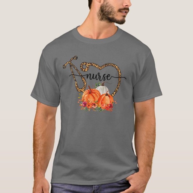 Nurse Leopard Cheetah Stethoscope T-Shirt (Vorderseite)