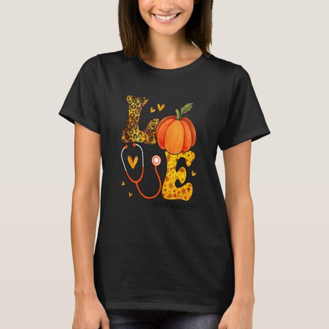 Nurse Leopard Pumpkin Erntedank Liebe Klinische N T-Shirt (Vorderseite)