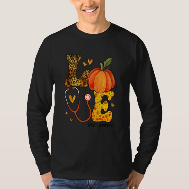Nurse Leopard Pumpkin Thanksgiving Love Practical  T-Shirt (Vorderseite)