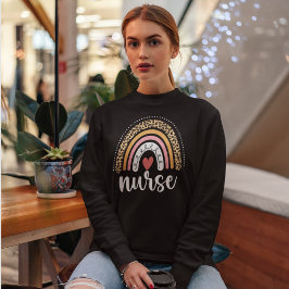 Nurse Leopard Rainbow Funny Nurse Sweatshirt